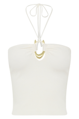 Dimitri Knit Halter Top With Hardware - Ivory