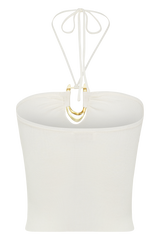 Dimitri Knit Halter Top With Hardware - Ivory
