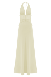 Dinah Lace And Satin Maxi Dress - Lemon