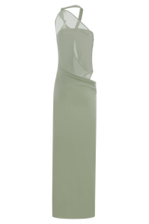 Edwina Knotted Mesh Maxi Dress - Sage