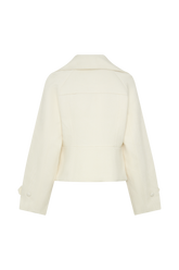 Elara Cropped Collared Jacket - Ivory