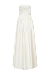 Florence Strapless Belted Maxi Dress - White