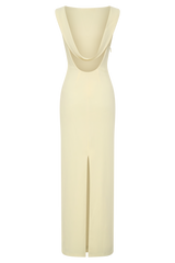 Galilea Crepe Draped Maxi Dress - Lemon