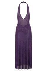 Genie Diamante Halter Midi Dress - Purple