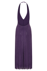 Genie Diamante Halter Midi Dress - Purple