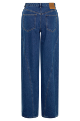 Georgette Mid Rise Paneled Denim Jeans - Dark Blue