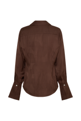 Gia Long Sleeve Satin Shirt - Chocolate