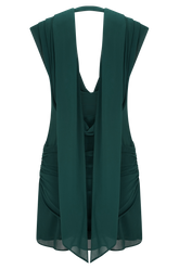 Giulia Chiffon Draped Mini Dress - Dark Emerald