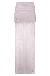 Guinevere Lace And Mesh Maxi Skirt - Lilac