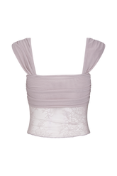 Guinevere Lace And Mesh Top - Lilac