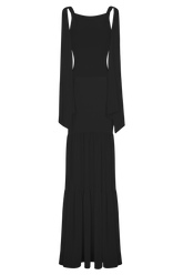 Haille Knit Chiffon Maxi Dress - Black