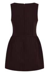 Hallie Boat Neck Mini Dress - Plum Pinstripe