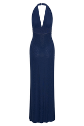 Harriet Halter Neck Diamante Maxi Dress - Navy