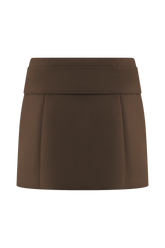 Hayes Faux Suede Belted Mini Skirt - Chocolate
