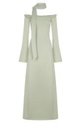 Heidi Strapless Knit Scarf Maxi Dress - Pastel Green