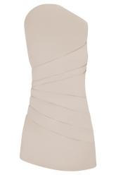 Helena One Shoulder Linen Mini Dress - Natural Beige