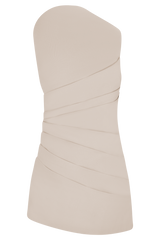 Helena One Shoulder Linen Mini Dress - Natural Beige