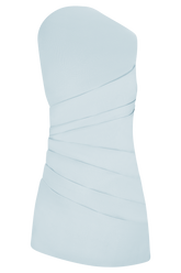 Helena One Shoulder Linen Mini Dress - Powder Blue