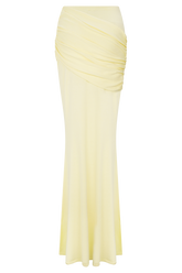 Irene Gathered Knit Maxi Skirt - Lemon