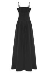 Janis Cotton Frill Maxi Dress - Black