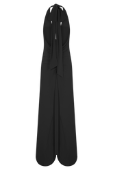 Juliet Slinky Maxi Dress With Scarf - Black