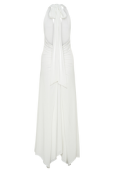 Juliet Slinky Maxi Dress With Scarf - White