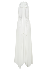 Juliet Slinky Maxi Dress With Scarf - White