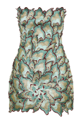 Juniper Hand Embroidered Floral Mini Dress - Gold/Teal