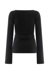 Justine Belted Knit Top - Black