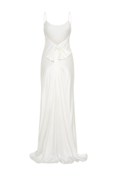 Kailey Low Back Maxi Dress With Bow Train - White