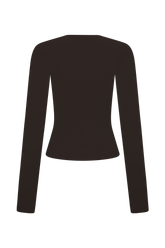 Kaylen Knit Long Sleeve Top - Dark Chocolate