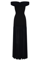 Kellie Off Shoulder Crepe Maxi Dress - Black