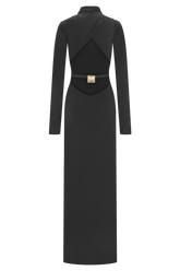 Kiyah Slinky Cut Out Maxi Dress - Black