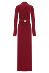 Kiyah Slinky Cut Out Maxi Dress - Red