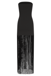 Koah Fringe Bandage Knit Maxi Dress - Black