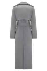 Levi Long Trench Wool Coat - Grey Marle