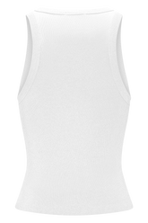 Lola Ribbed Sleeveless Top With Hardware - White