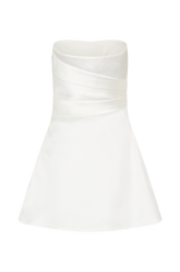 Lora Strapless Satin Mini Dress - White