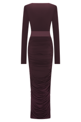 Louanne Slinky Long Sleeve Maxi Dress - Burgundy