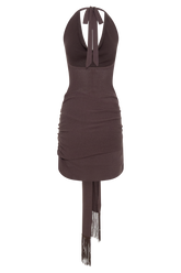 Lucien Cowl Neck Mini Dress - Peppercorn