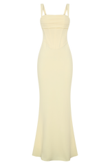 Luella Crepe Corset Maxi Dress - Lemon