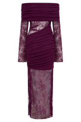 Luxie Lace Knit Maxi Dress - Plum