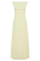 Mabel Off Shoulder Chiffon Maxi Dress - Lemon