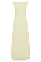 Mabel Off Shoulder Chiffon Maxi Dress - Lemon