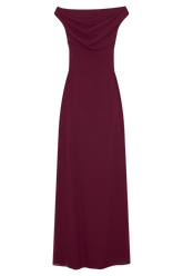 Mabel Off Shoulder Chiffon Maxi Dress - Merlot