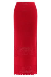 Madeline Scallop Knit Midi Skirt - Red