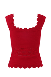 Madeline Scallop Knit Top - Red