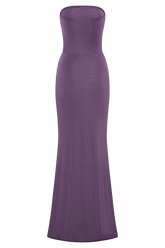 Madison Strapless Slinky Maxi Dress - Purple