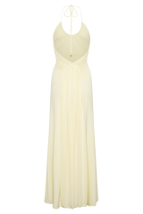 Maely Gathered Slinky Maxi Dress - Lemon
