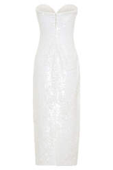 Maisie Strapless Sequin Midi Dress - White